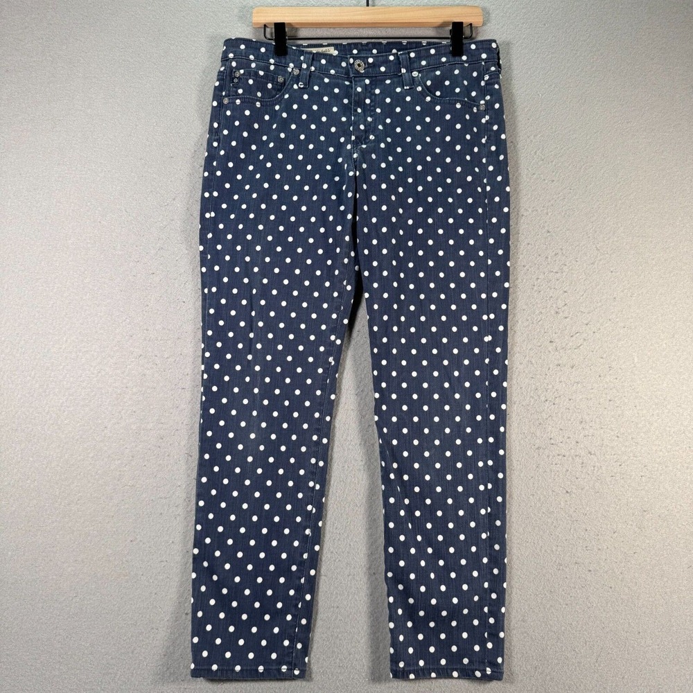 Adriano‎ Goldschmied Stevie Ankle Jeans Womens 30R Slim Straight Blue Polka Dot